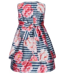 Pippa & Julie Blue/Pink/ Multi Stripe Floral Dress 